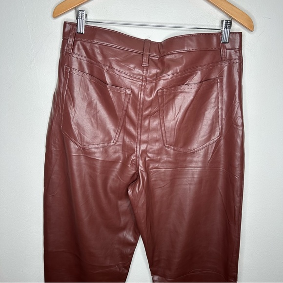 NWT Abercrombie & Fitch Vegan Leather 90s Straight Pants Brown - Picture 8 of 8